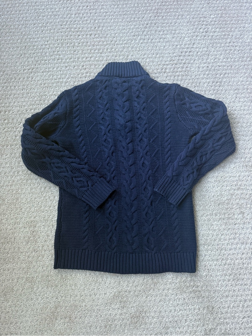 Hope & Henry Boys M Navy Cable Knit Button Mock Neck Sweater - Picture 8 of 10